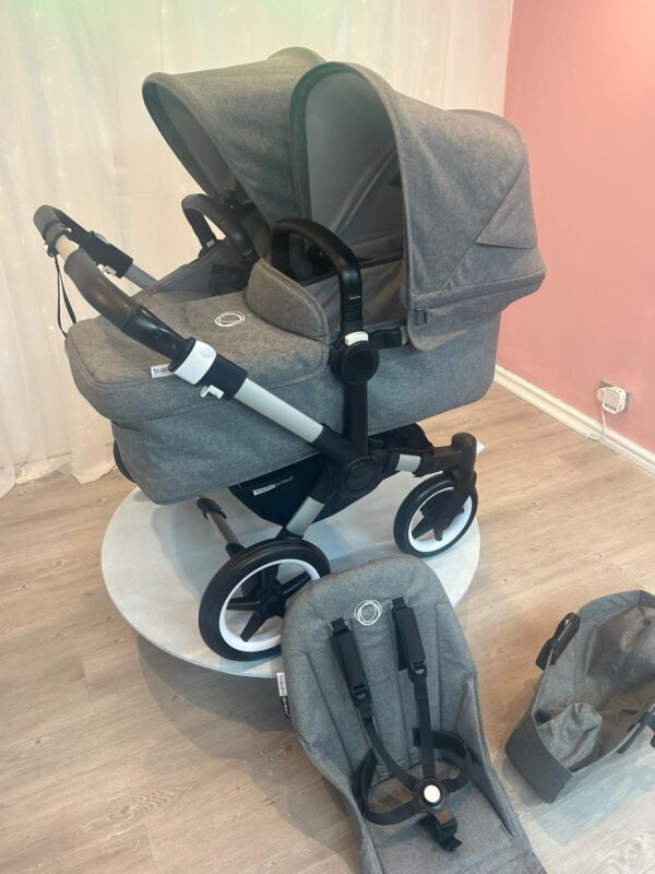 Bugaboo donkey 3 duo silver frame full grey melange fabrics