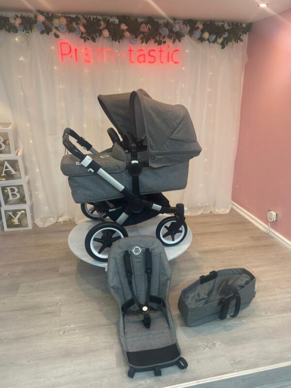 Bugaboo donkey 3 duo silver frame full grey melange fabrics