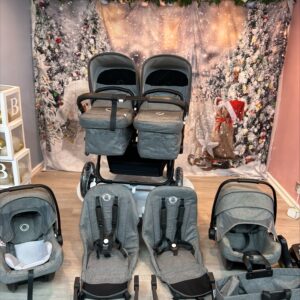 Front angle of Donkey 3 pram Bundle with Car Seats in Grey